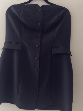 H&M Black Strapless Button-Front Dress